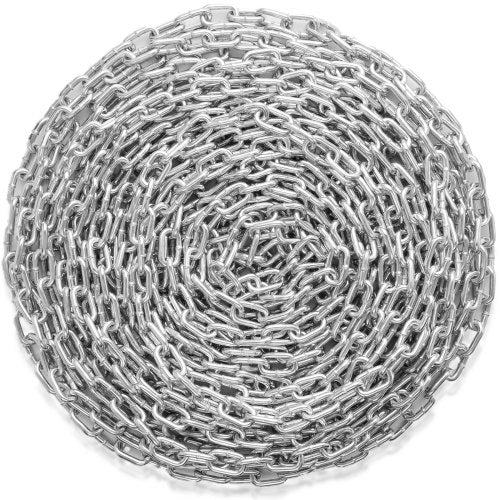 Proof Coil Chain, 5/16" x 92', 1667 lbs Safe Working Load, Zinc Plated Proof Tested Coil Chain with Two Quick Links, Galvanized Carbon Steel Link Chain for Towing, Hanging, Camping, Pet Towing