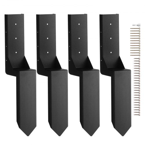 Reparationssats för ankare i staketstolpar, 4-pack innerdiameter 3,5 x 3,5 tum kraftiga stödpinnar i stål för staketstolpar, jordspett för ankare för reparation av lutande, trasig trästolpe, omslutande