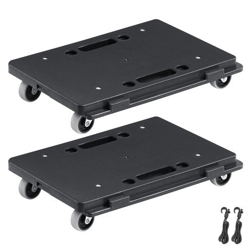 Furniture Dolly, 226.8 kg Capacity Each Count, Furniture Mover with Wheels, Portable Moving Rollers 4 Wheels Heavy Duty, Small Flat Dolly Cart with Interlocking for Heavy Furniture, 2 Pack, Black