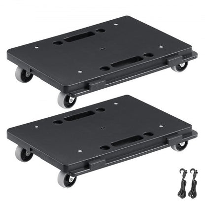 Furniture Dolly, 226.8 kg Capacity Each Count, Furniture Mover with Wheels, Portable Moving Rollers 4 Wheels Heavy Duty, Small Flat Dolly Cart with Interlocking for Heavy Furniture, 2 Pack, Black