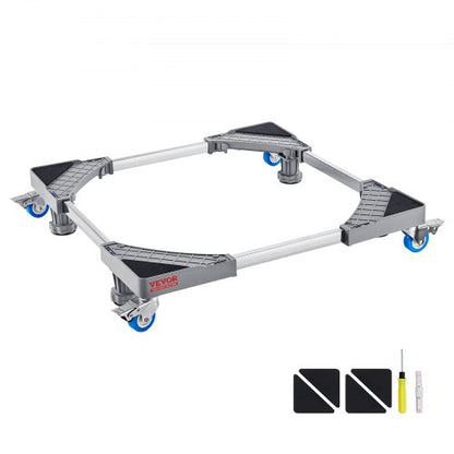 Mini Fridge Stand, 181.4 kg Load, 4 Strong Feet, 4 Locking Swivel Wheels, Washer and Dryer Pedestal, Multi-Functional Adjustable Base for Washing Machine, and Refrigerator, Universal Mobile Base