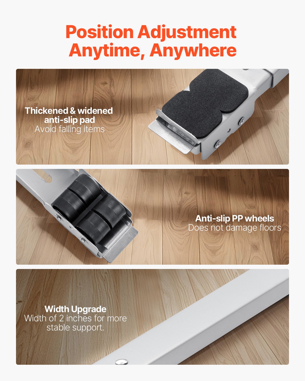 Heavy Duty Furniture Appliances Rollers, 299.4 kg Total Load, Extendable Appliance Rollers Mobile Washing Machine Base, Fridge Stand Dolly Movers for Refrigerators, Dryers, Dishwashers, White