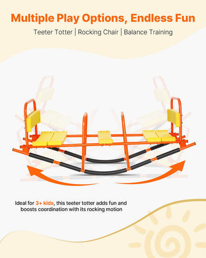 Kids Seesaw, 90 kg Load Capacity, Metal Rocking Teeter Totter with Handles, Toddler Seesaw for Children Aged 3+, Kids Outdoor Playground Equipment for Lawn, Backyard, Playground, 2 Seats