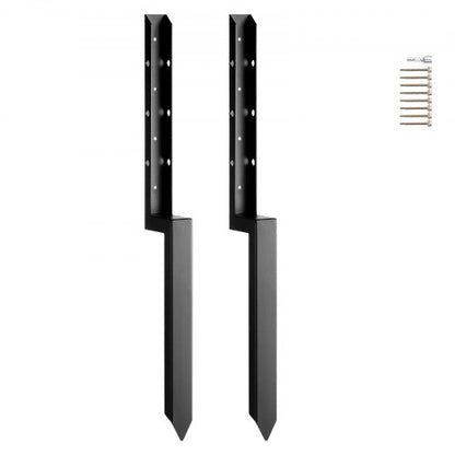 Reparationssats för ankare till staketstolpar, 2-pack med innerdiameter 2 x 2 tum, kraftiga stödpinnar i stål för staketstolpar, jordspett för ankare för reparation av lutande, trasig trästolpe