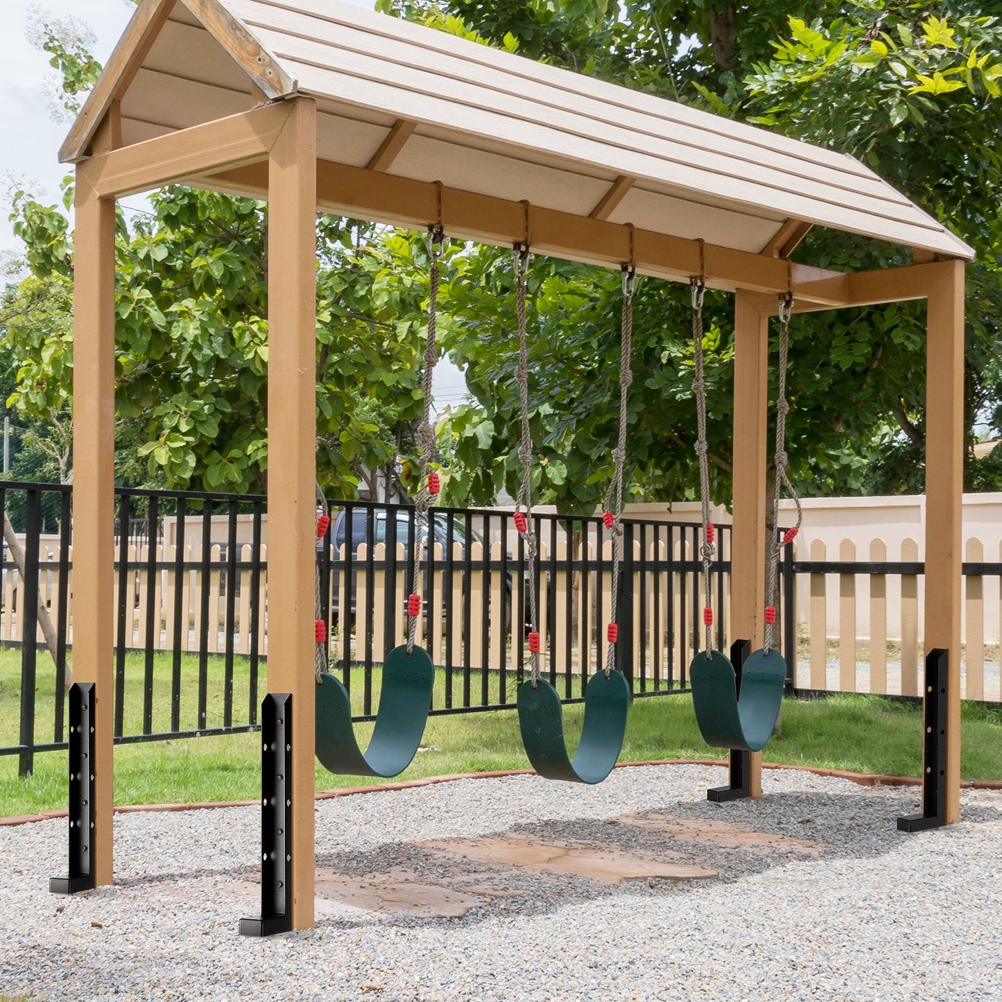 Reparationssats för ankare till staketstolpar, 2-pack med innerdiameter 2 x 2 tum, kraftiga stödpinnar i stål för staketstolpar, jordspett för ankare för reparation av lutande, trasig trästolpe