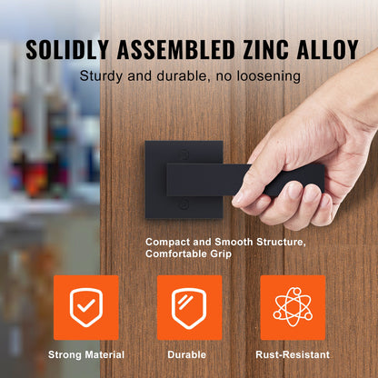 Dummy Door Lever, 2 PCS Non-Turning Single Side Push/Pull Handle, Contemporary Square Door Lever Set, Reversible for Right and Left Sided Doors,For Pantry, Closet, and French Doors, Matte Black