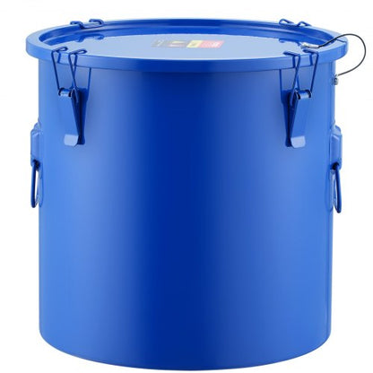 Fryer Grease Bucket, 8 Gal Oil Disposal Caddy Carbon Steel Fryer Oil Bucket with Rust-Proof Coating, Oil Transport Container with Lid, Lock Clips, Filter Bag for Hot Cooking Oil Filtering, Blue