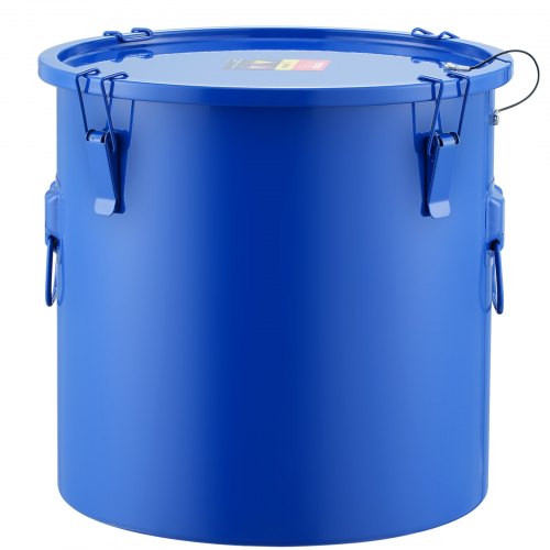 Fryer Grease Bucket, 8 Gal Oil Disposal Caddy Carbon Steel Fryer Oil Bucket with Rust-Proof Coating, Oil Transport Container with Lid, Lock Clips, Filter Bag for Hot Cooking Oil Filtering, Blue