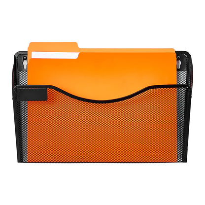 Väggställ för arkivmappar, tredelad nätmapphållare med 1 ficka, väggmonterad förvaringsmapp för tidskrifter, papper och dokument, metallväggmapp med namnetikett, för kontor, hem och skola