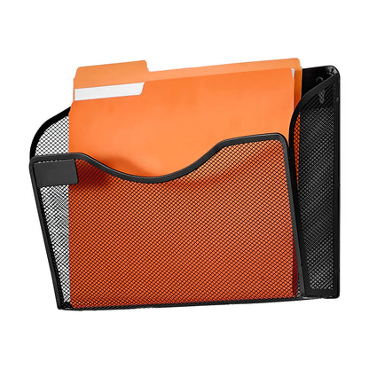 Väggställ för arkivmappar, tredelad nätmapphållare med 1 ficka, väggmonterad förvaringsmapp för tidskrifter, papper och dokument, metallväggmapp med namnetikett, för kontor, hem och skola