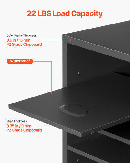 Litteraturorganisatör, kontorsbrevlåda med 24 fack och justerbara hyllor, postlådesorterare i trä, medeltät fiberpapp, kontors- och klassrumsförvaring för filer, dokument, papper, grå