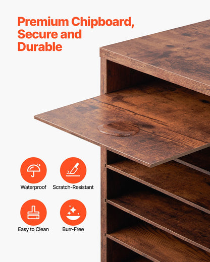 Literature Organizer, 36 Compartments Office Mailbox with Removable Shelves, Wood Mailbox Sorter Particle Board Office Home Classroom Storage, File Sorter for File, Document, Paper, Dark Brown