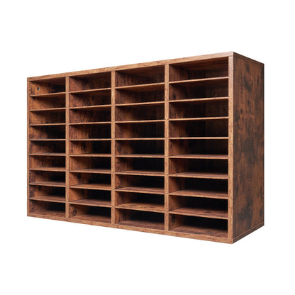 Literature Organizer, 36 Compartments Office Mailbox with Removable Shelves, Wood Mailbox Sorter Particle Board Office Home Classroom Storage, File Sorter for File, Document, Paper, Dark Brown