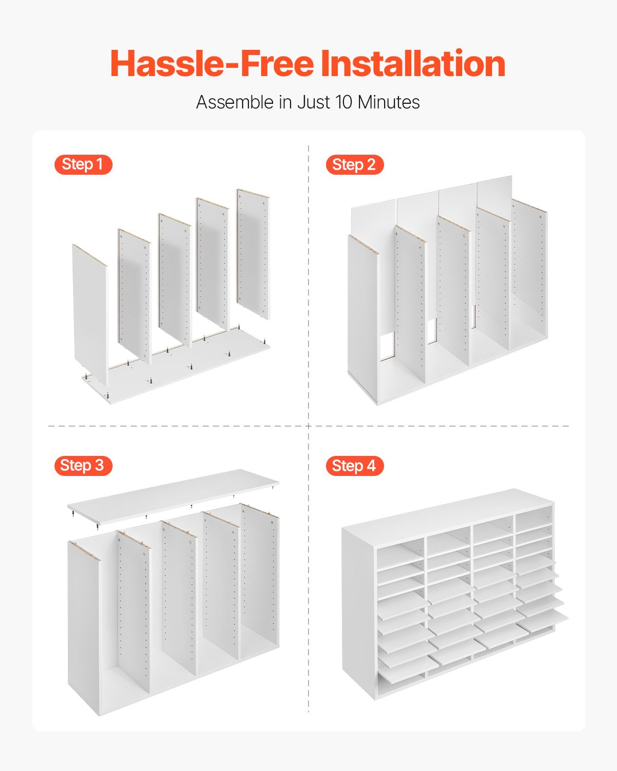 Litteraturorganisatör, 36 fack kontorsbrevlåda med justerbara hyllor, träbrevlåda sorterare med medeldensitetsfiberskiva kontor hem klassrum förvaring för filer, dokument, papper, vit