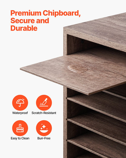 Literature Organizer, 27 Compartments Office Mailbox with Removable Shelves, Wood Mailbox Sorter Particle Board Office Home Classroom Storage, File Sorter for File, Document, Paper, Black-Grey