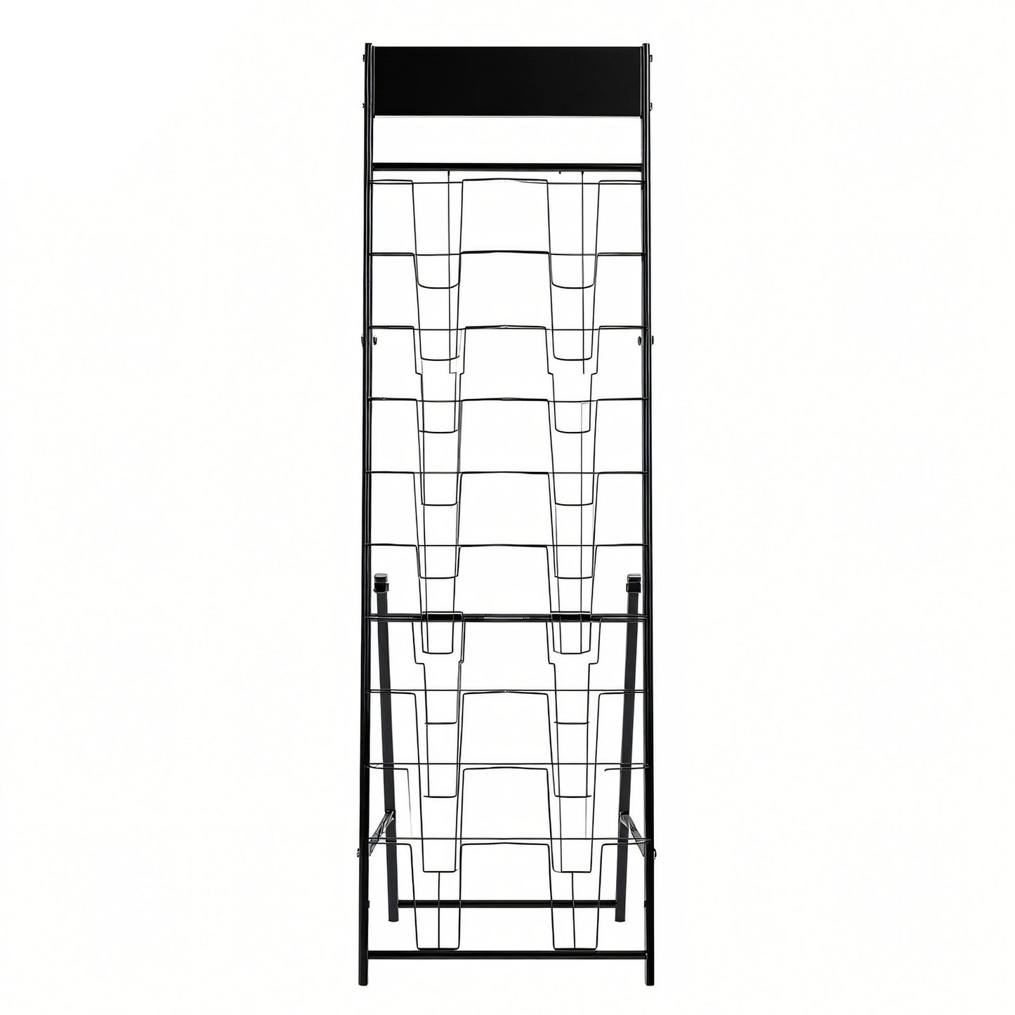 Broschyrställ, 20-fickors tidskriftsställ, bärbart golvstående tidskriftsställ, metallkataloghållare för butik, utställningar, kontor, mässa, svart