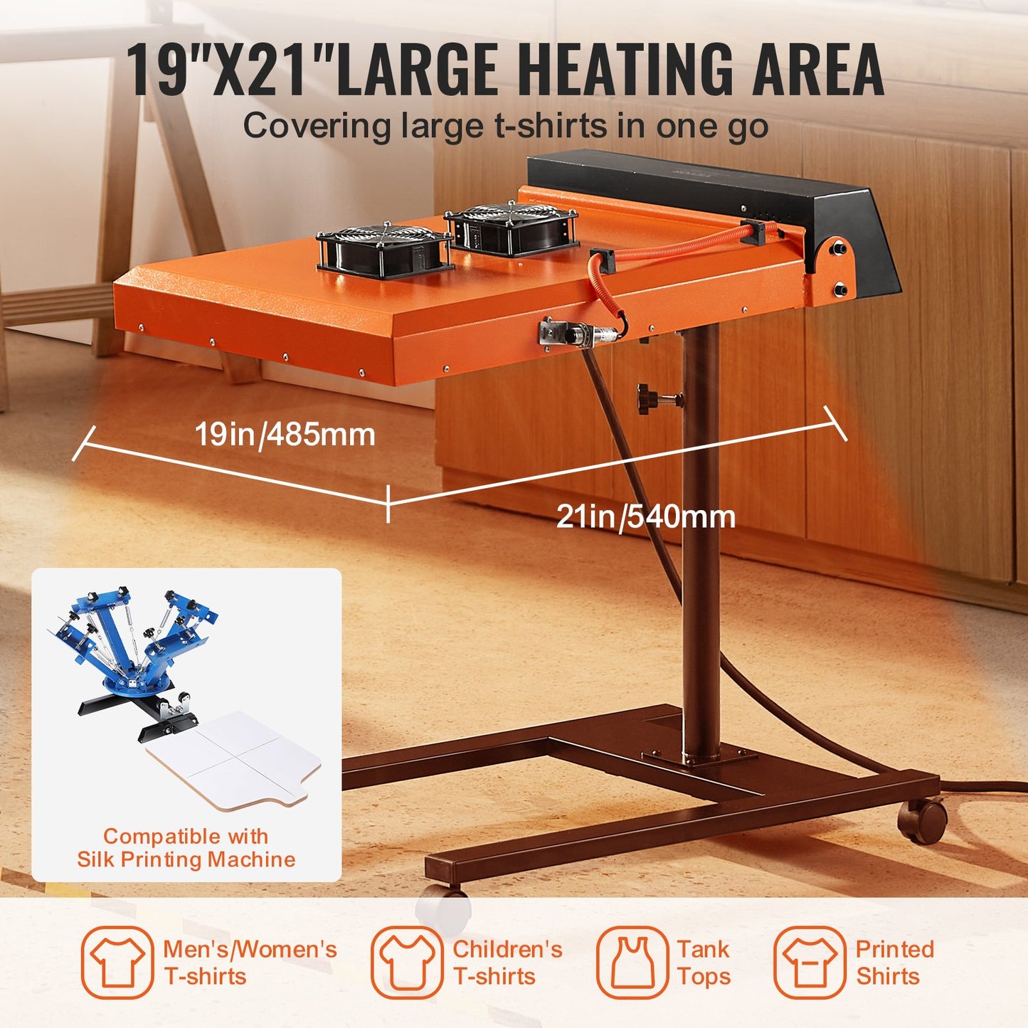 Flash Dryer, 6000W 19 x 21 inch Automatic Infrared IR Flash Dryer for Screen Printing, Silk Screen Dryer with Sensor, Height Adjustable, Dual Fan Cooling, for T-Shirt