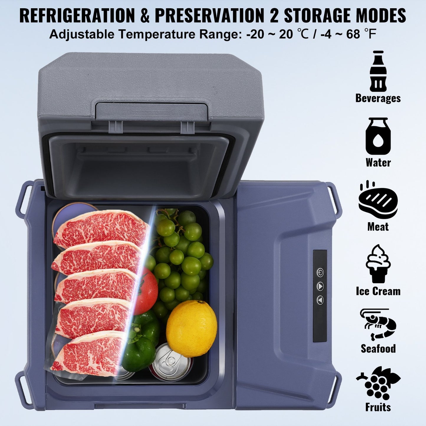 Car Refrigerator, 12 Volt Car Refrigerator Fridge, 12 L Single Zone Portable Freezer, -4℉-68℉ Adjustable Range, 12/24V DC and 100-240V AC Compressor Cooler for Outdoor, Camping, RV
