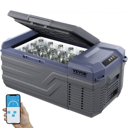 Bilkylskåp, 12 volts bilkylskåp, 15 l bärbar frys med en zon, justerbart temperaturområde -4℉-68℉, 12/24V DC och 100-240V AC kompressorkylare för utomhusbruk, camping, husbil