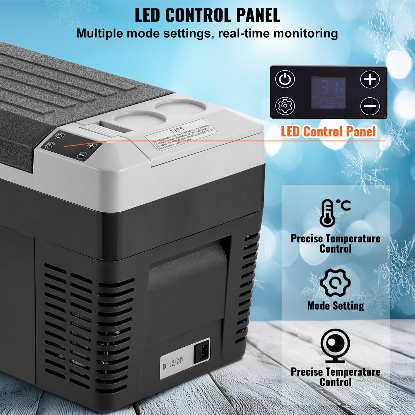 Portable Car Refrigerator, 12 Volt Car Refrigerator Fridge, 25 L / 26.4 QT Single Zone Portable Freezer, -4℉-68℉ Adjustable Temperature, Compressor Cooler for Home, Outdoor, Camping, RV, Car