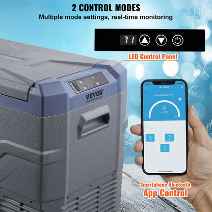 Bilkylskåp, 12 volts bilkylskåp, 45 l bärbar frys med en zon och inbyggd belysning, -4℉-68℉, 12/24V DC och 100-240V AC kompressorkylare för utomhusbruk, camping, husbil