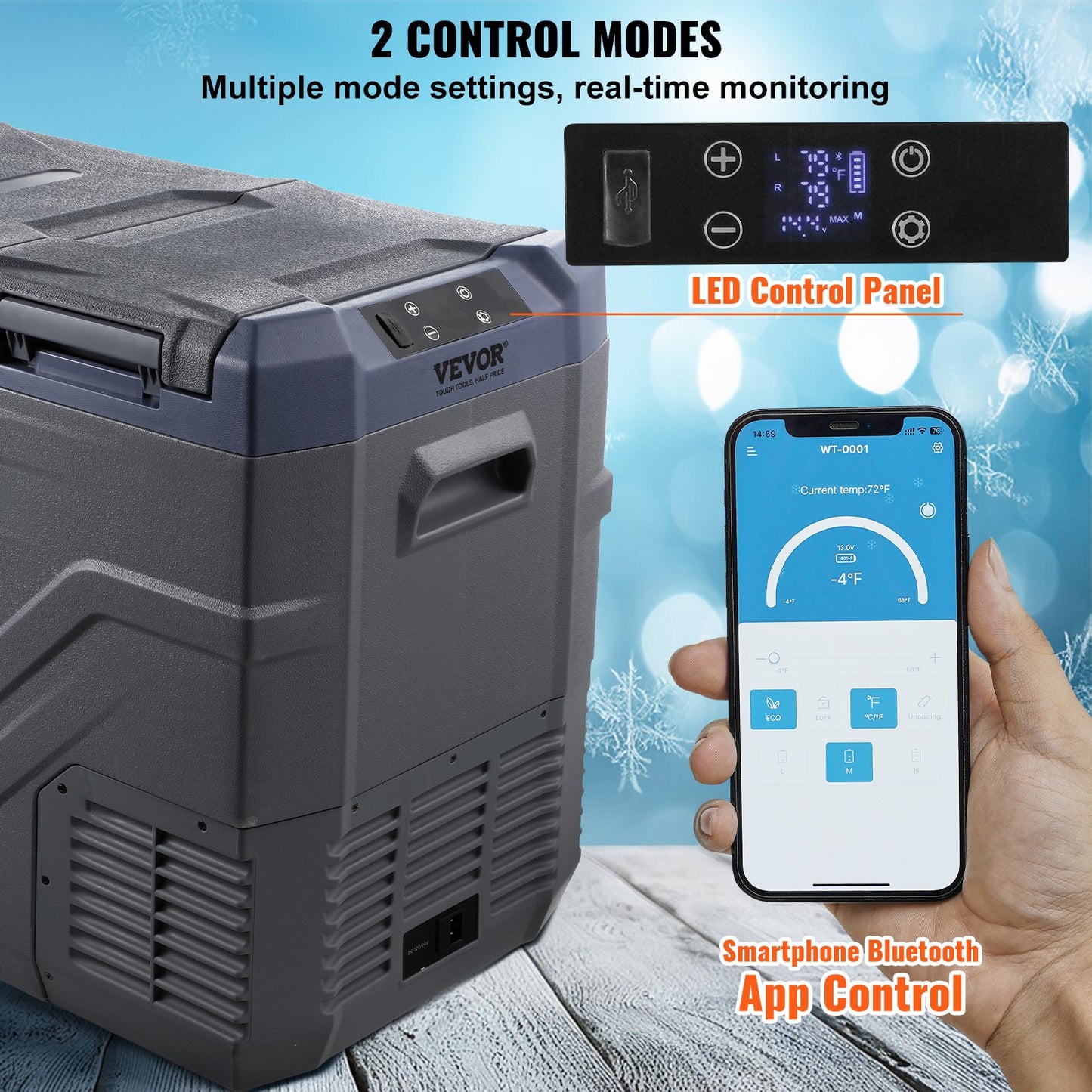 Car Refrigerator, 12 Volt Car Refrigerator Fridge, 40 L Dual Zone Portable Freezer, -4℉-68℉ Adjustable Range, 12/24V DC and 100-240V AC Compressor Cooler for Outdoor, Camping, RV