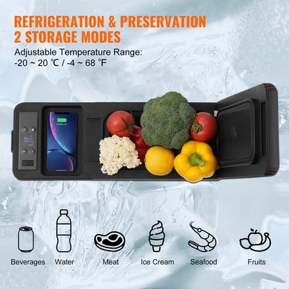 Car Refrigerator, 12 Volt Car Armrest Refrigerator Fridge, 8 L Single Zone Portable Freezer, -4℉-68℉ Adjustable Range, 12/24V DC and 100-240V AC Compressor Cooler for Outdoor, Camping