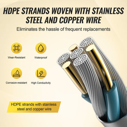 Electric Fence Wire, 2625Ft 800M Portable Polywire, 3/32" Diameter 9 Mixed Metal Strands for Reliable Conductivity and UV, Rust Resistance, Fencing Rope Line for Horse, Cattle, Livestock