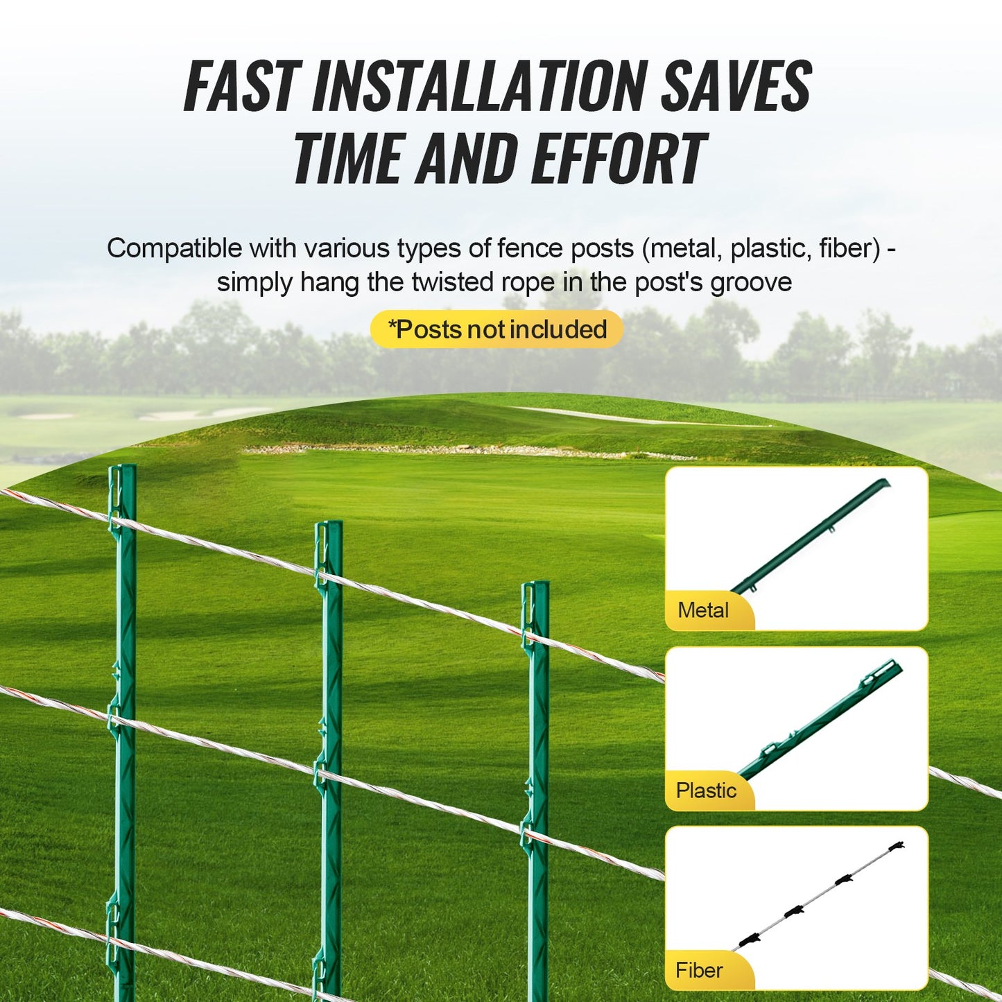 Electric Fence Wire, 2625Ft 800M Portable Polywire, 3/32" Diameter 9 Mixed Metal Strands for Reliable Conductivity and UV, Rust Resistance, Fencing Rope Line for Horse, Cattle, Livestock