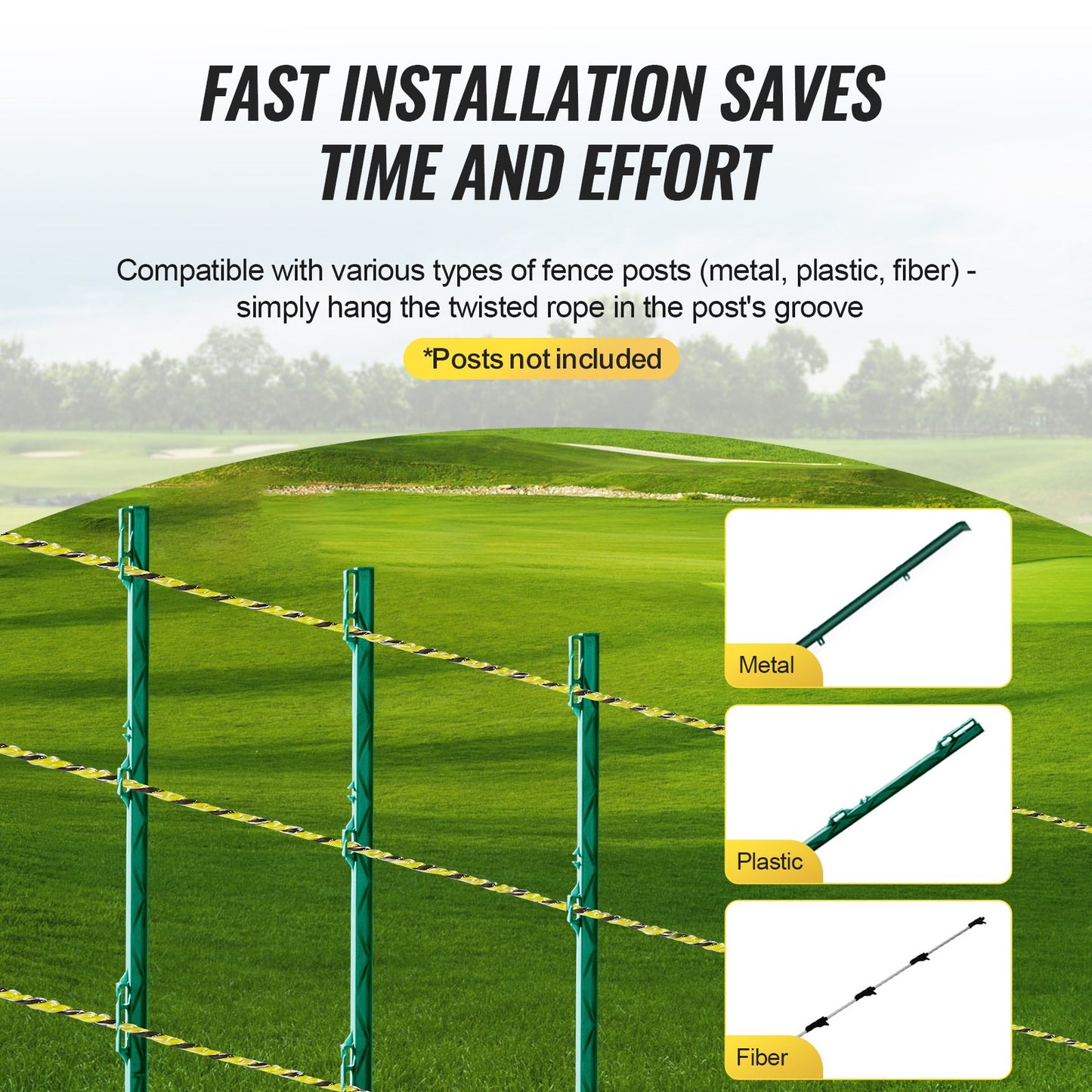 Elstängseltråd, 3366 fot 1026 m bärbar polytråd, 1/8" diameter 6 rostfria ståltrådar för pålitlig ledningsförmåga och UV, rostbeständighet, stängselrep för häst, nötkreatur, boskap