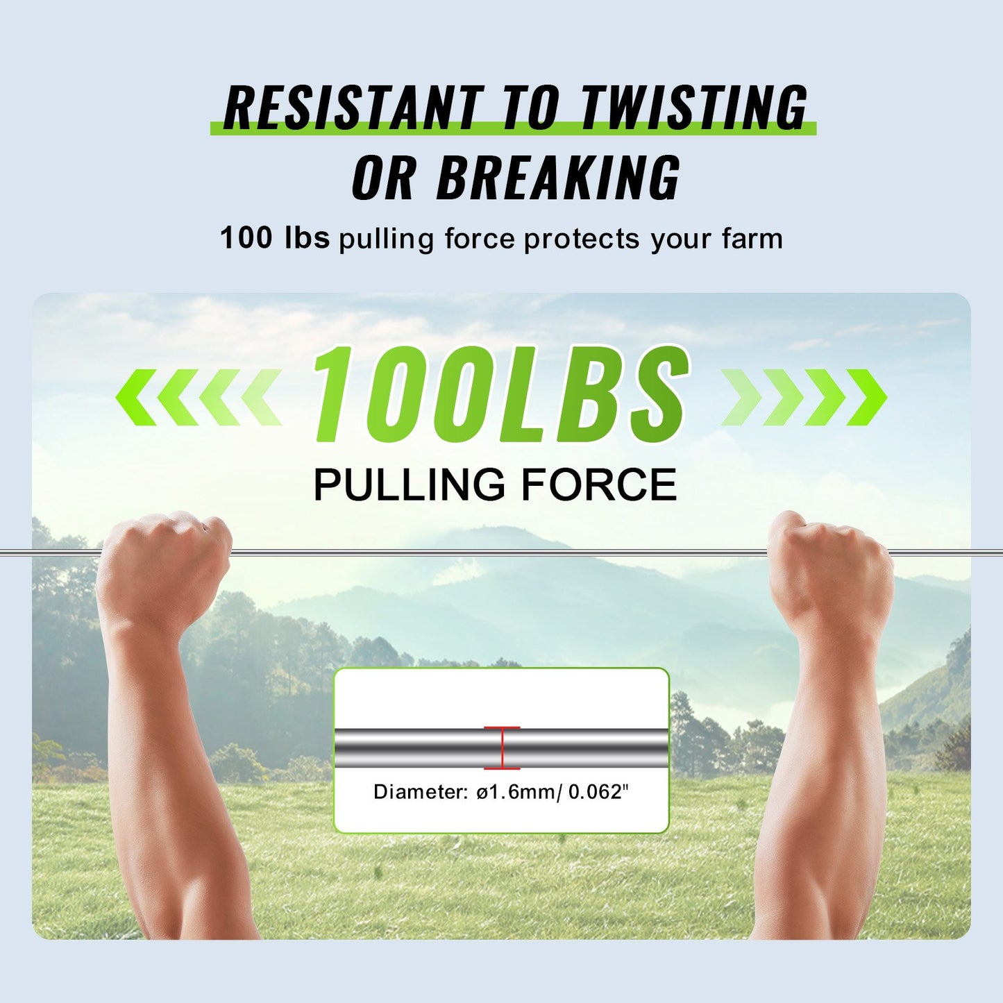 16 Gauge Aluminum Wire for Electric Fencing, 1640Ft 500M Electric Fence Wire, Portable Fencing Wire, 1.6mm Diameter Aluminum Alloy for Higher Conductivity and Rust Resistance, for Horse, Cattle, Livestock