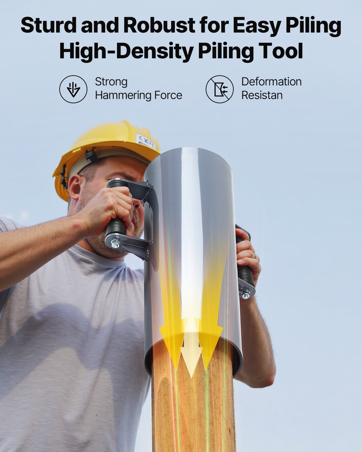 Fence Post Driver, Heavy Duty T Post Driver with Handles, Metal Manual Pounder Rammer for U-Channel,Wooden Fence, Fits T-Posts with Inner Diameter up to 6.1in,Ideal for Farm, Garden, Yard