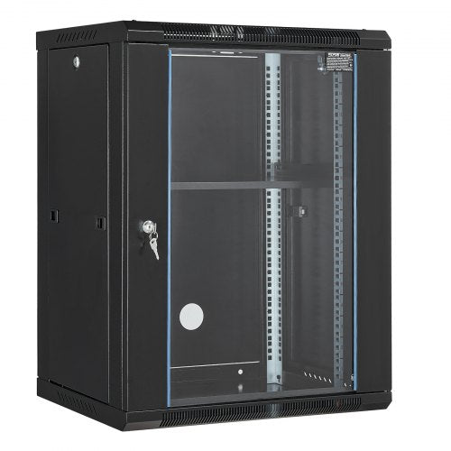 15U Wall Mount Network Server Rack Cabinet Enclosure 45.7cm Depth Glass Door Lock