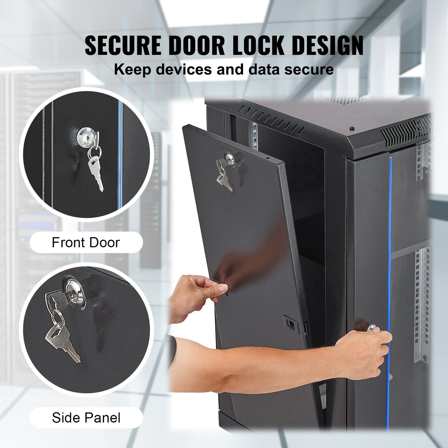 15U Wall Mount Network Server Rack Cabinet Enclosure 45.7cm Depth Glass Door Lock