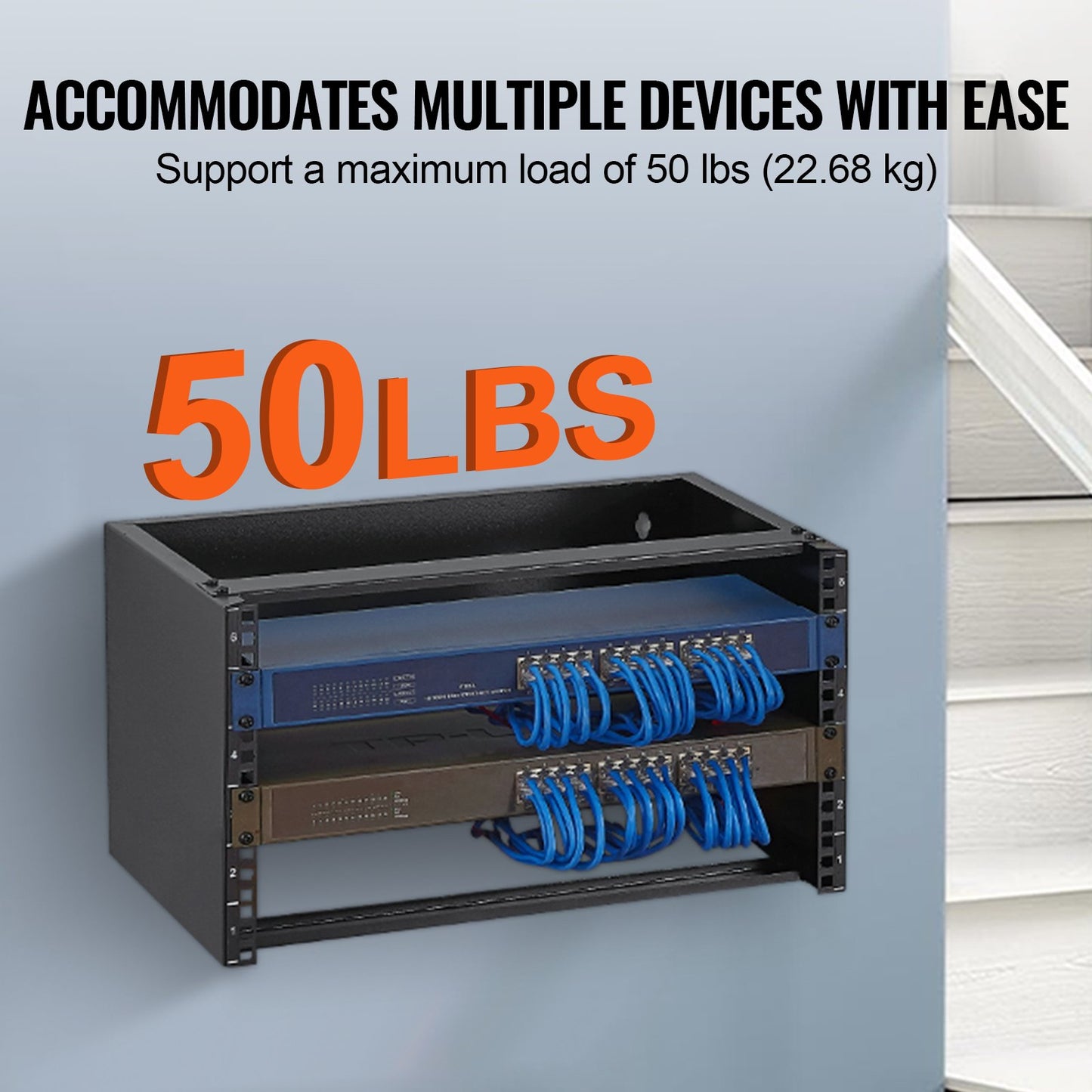 6U Wall Mount Network Rack 14 in/355.6 mm Depth Server Rack 50lbs/22.68kg 500x350x270mm