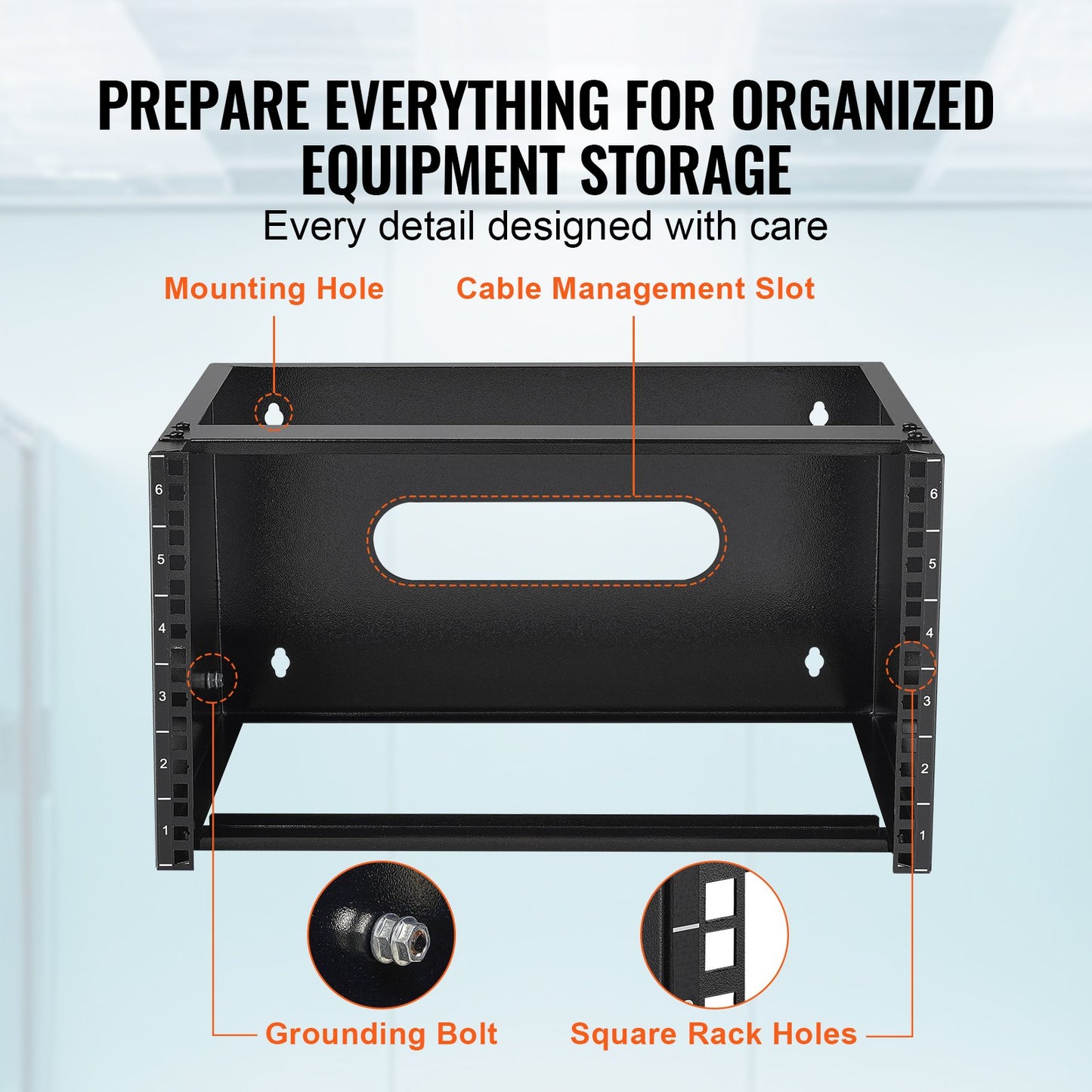 6U Wall Mount Network Rack 14 in/355.6 mm Depth Server Rack 50lbs/22.68kg 500x350x270mm