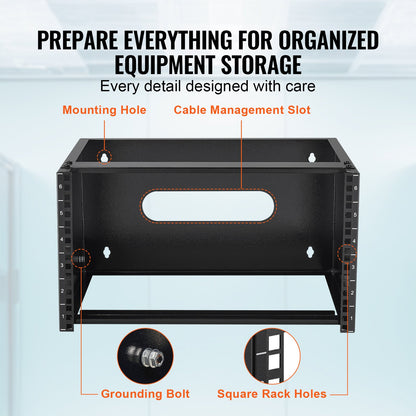 6U Wall Mount Network Rack 14 in/355.6 mm Depth Server Rack 50lbs/22.68kg 500x350x270mm