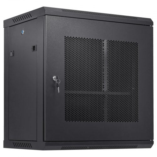 12U Wall Mount Network Server Cabinet, 39.4cm/15.5" Deep, Server Rack Cabinet Enclosure, 90kg/200 lbs Max. Ground-mounted Load Capacity, with Locking Door Side Panels, for IT Equipment, A/V Devices
