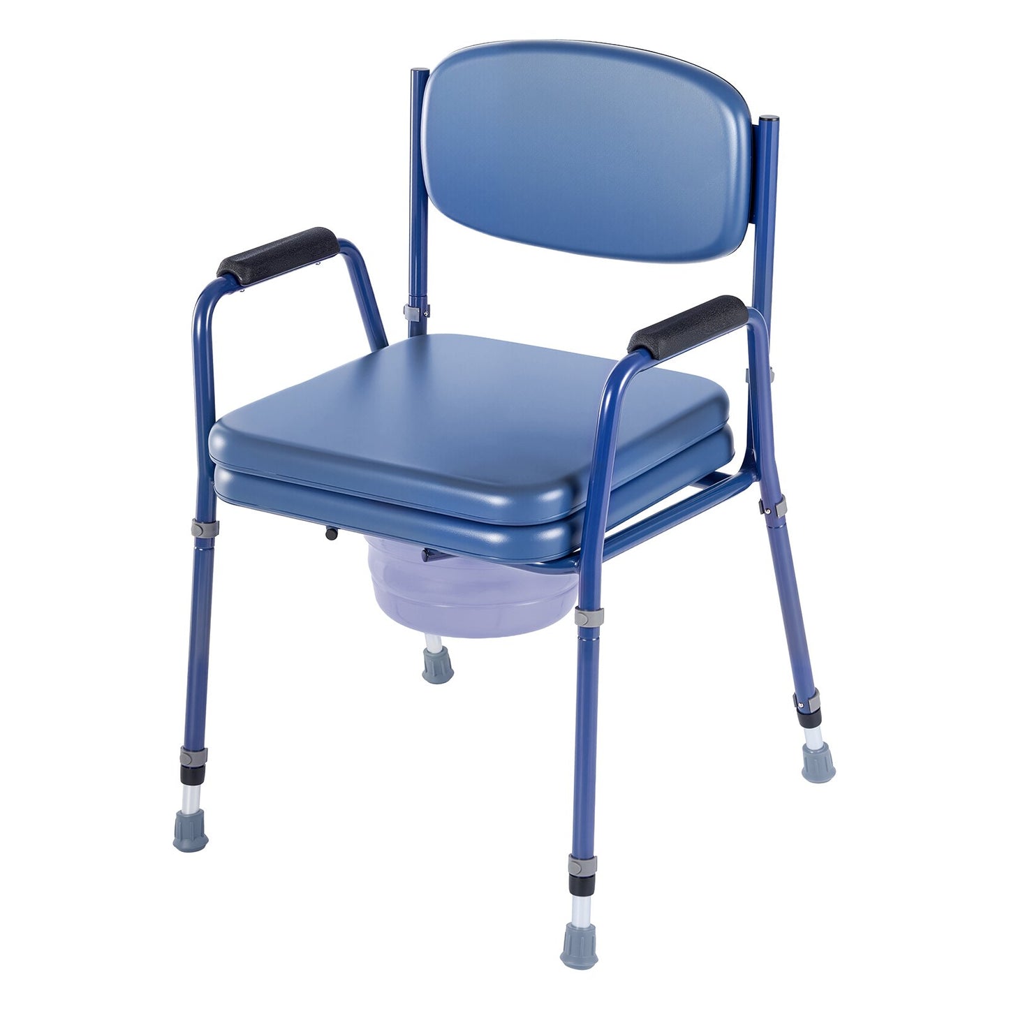 Bedside Commode Chair, 181 kg Weight Capacity, 3-in-1 Portable Toilet and Raised Toilet Seat with Padded Seat and Backrest, Detachable 5L Bucket, Adjustable Height Adult Potty Chair for Seniors