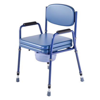 Bedside Commode Chair, 181 kg Weight Capacity, 3-in-1 Portable Toilet and Raised Toilet Seat with Padded Seat and Backrest, Detachable 5L Bucket, Adjustable Height Adult Potty Chair for Seniors