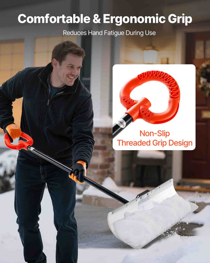 Snöskottare, 76,2 cm snöplogsskyffel för utomhusbruk med ergonomiskt grepp, HDPE-plastblad, vinterskyfflar med segmenterat handtag, metallkantlist, bärbart snöröjningsverktyg för uppfart
