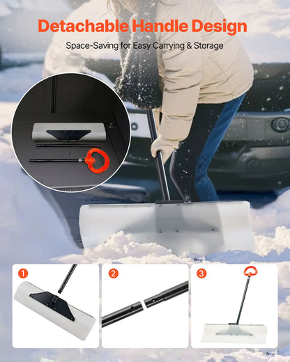 Snöskottare, 76,2 cm snöplogsskyffel för utomhusbruk med ergonomiskt grepp, HDPE-plastblad, vinterskyfflar med segmenterat handtag, metallkantlist, bärbart snöröjningsverktyg för uppfart