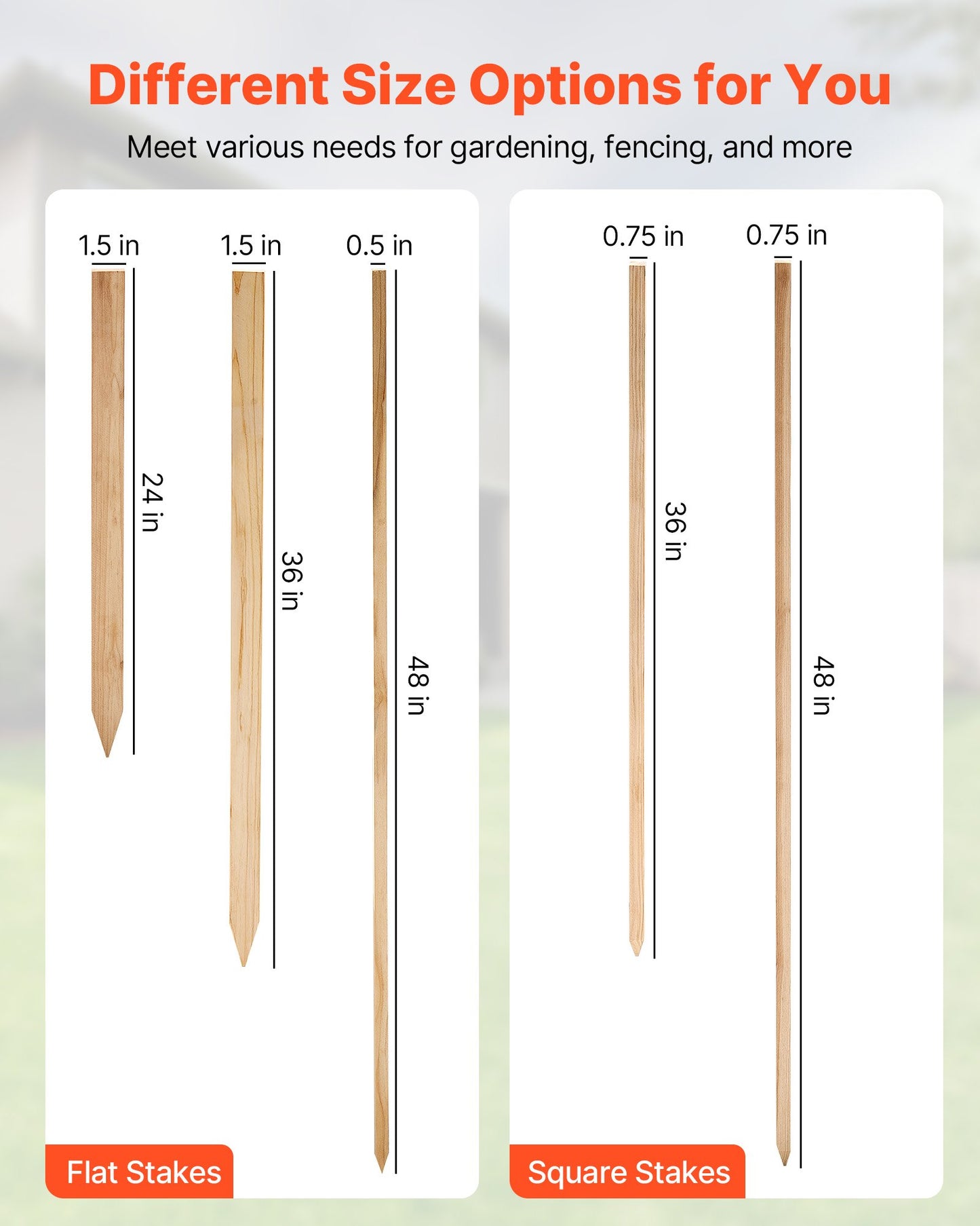 Wooden Garden Stakes, 25 Pcs 12.7×38.1×609.6 mm Survey Grading Stakes, Garden Ground Stake with Sharp Point, Fir Wood Plant Support Stake, Sign Posts for Silt Fence Yard Boundaries Baselines