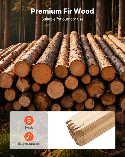 Wooden Garden Stakes, 25 Pcs 17.53×12.7×1219.2 mm Survey Grading Stakes, Garden Ground Stake with Sharp Point, Fir Wood Plant Support Stake, Sign Posts for Silt Fence Yard Boundaries Baselines