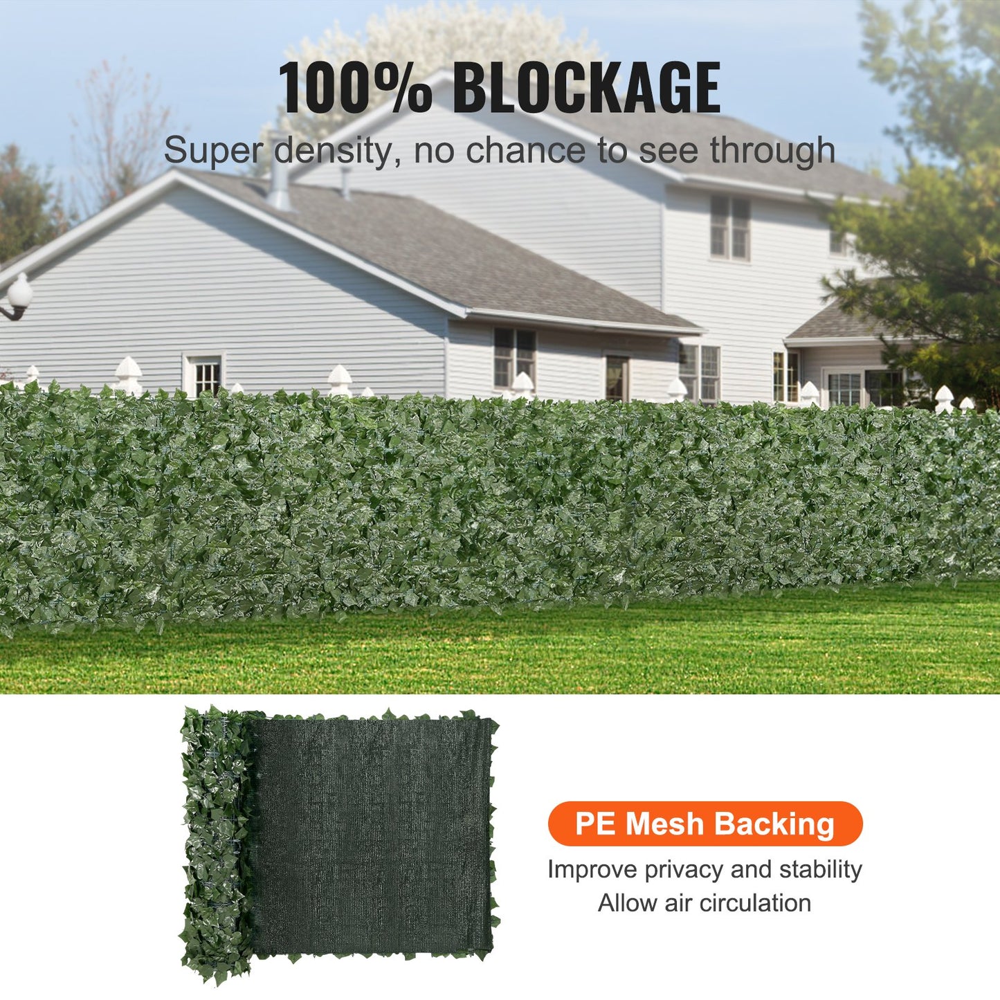 Ivy Privacy Fence, 990 x 2490 mm Artificial Green Wall Screen, Greenery Ivy Fence with Mesh Cloth Backing and Strengthened Joint, Faux Hedges Vine Leaf Decoration for Outdoor Garden, Yard
