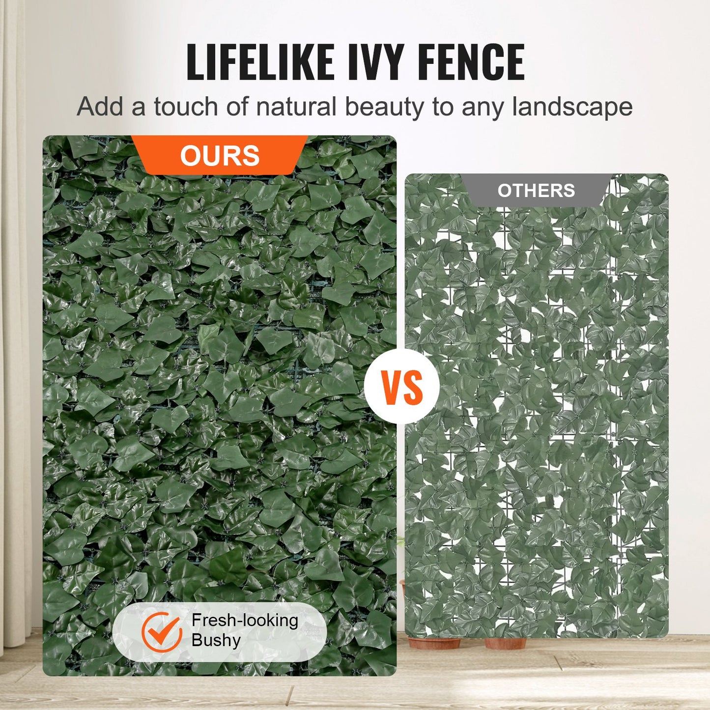Ivy Privacy Fence, 990 x 2490 mm Artificial Green Wall Screen, Greenery Ivy Fence with Mesh Cloth Backing and Strengthened Joint, Faux Hedges Vine Leaf Decoration for Outdoor Garden, Yard