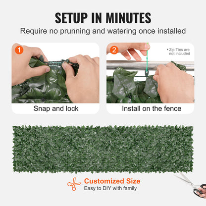 Ivy Privacy Fence, 1 x 4m Artificial Green Wall Screen, Greenery Ivy Fence with Mesh Cloth Backing and Strengthened Joint, Faux Hedges Vine Leaf Decoration for Outdoor Garden, Yard, Balcony