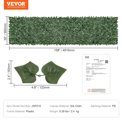Ivy Privacy Fence, 1 x 4m Artificial Green Wall Screen, Greenery Ivy Fence with Mesh Cloth Backing and Strengthened Joint, Faux Hedges Vine Leaf Decoration for Outdoor Garden, Yard, Balcony