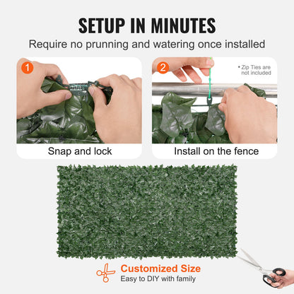 Ivy Privacy Fence, 1.5 x 3m Artificial Green Wall Screen, Greenery Ivy Fence with Mesh Cloth Backing and Strengthened Joint, Faux Hedges Vine Leaf Decoration for Outdoor Garden, Yard, Balcony