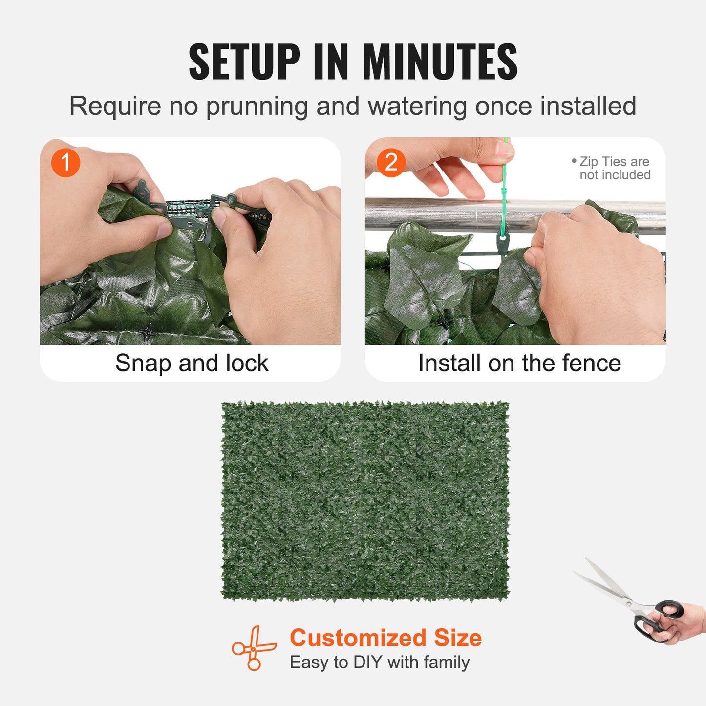 Murgrönestängsel, 1830 x 2440 mm konstgjord grön väggskärm, grönskande murgrönestängsel med nätduksbaksida och förstärkt fog, konstgjorda häckar med vinbladsdekoration för utomhusträdgård, gård